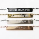 Personalized Name Bar Necklace Custom Engraved Any Name Necklace Stainless Steel