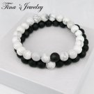 Black and White Bracelets Onyx Beaded Bracelets Lover Couple Distant Bracelet-32