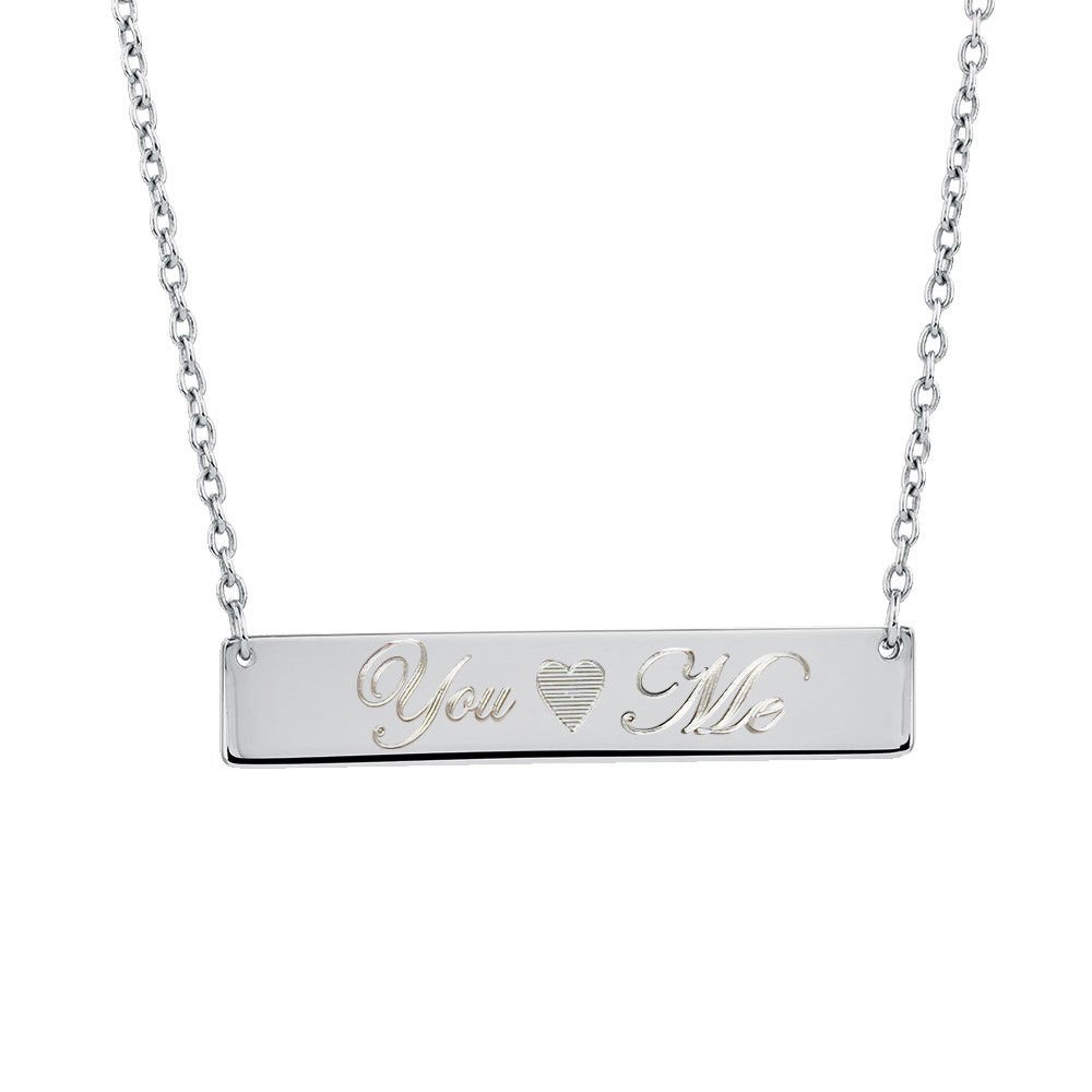 Personalized Silver Bar Necklace Name Necklace Engraved Pendant Necklace