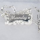 Personalized Silver Engraved Any Name Plate Necklace Brush Script * US SELLER