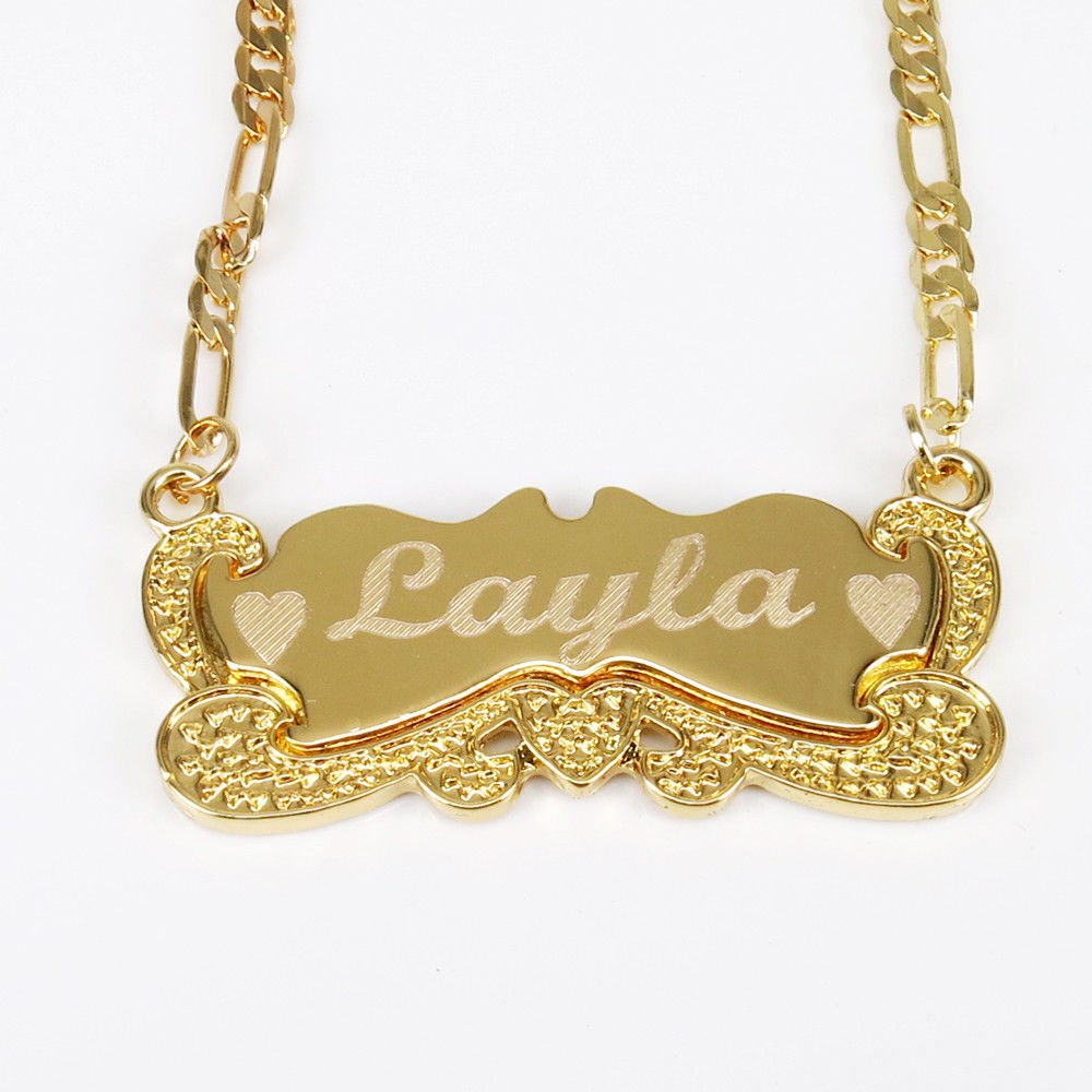 Personalized Gold Necklace Custom Nameplate Necklace engrave Name* US SELLER