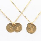 Personalized 18K Gold Plated 12 mm 20mm Initial Monogram Disc Necklace