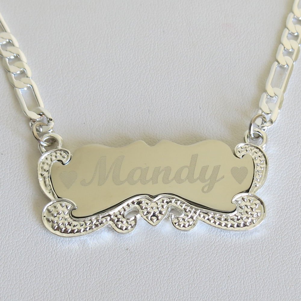 GOLD SILVER PERSONALIZED NAME PLATE Necklace Silver Woman Necklace Custom Chain