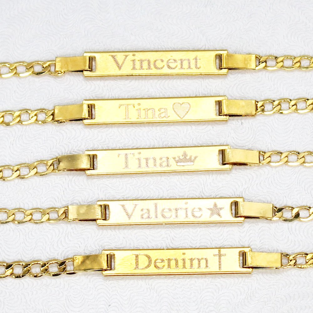 18K Gold Filled Personalized Baby ID Bracelet,  New born to 12 years baby gift.