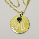 Monogram  Personalized Circle Necklace Gold Plated  Sterling Silver