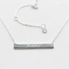 925 Sterling Silver Personalized Gold Bar Necklace Engraved Name Plate Necklace