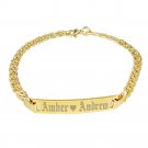 Custom Gold Id Bracelet Silver Id Bracelet Personalized Name Bar Bracelet