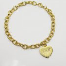 Personalized Monogram Heart Charm Bracelet Gold Stainless Steel Free Engraved