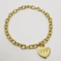 Personalized Monogram Heart Charm Bracelet Gold Stainless Steel Free Engraved