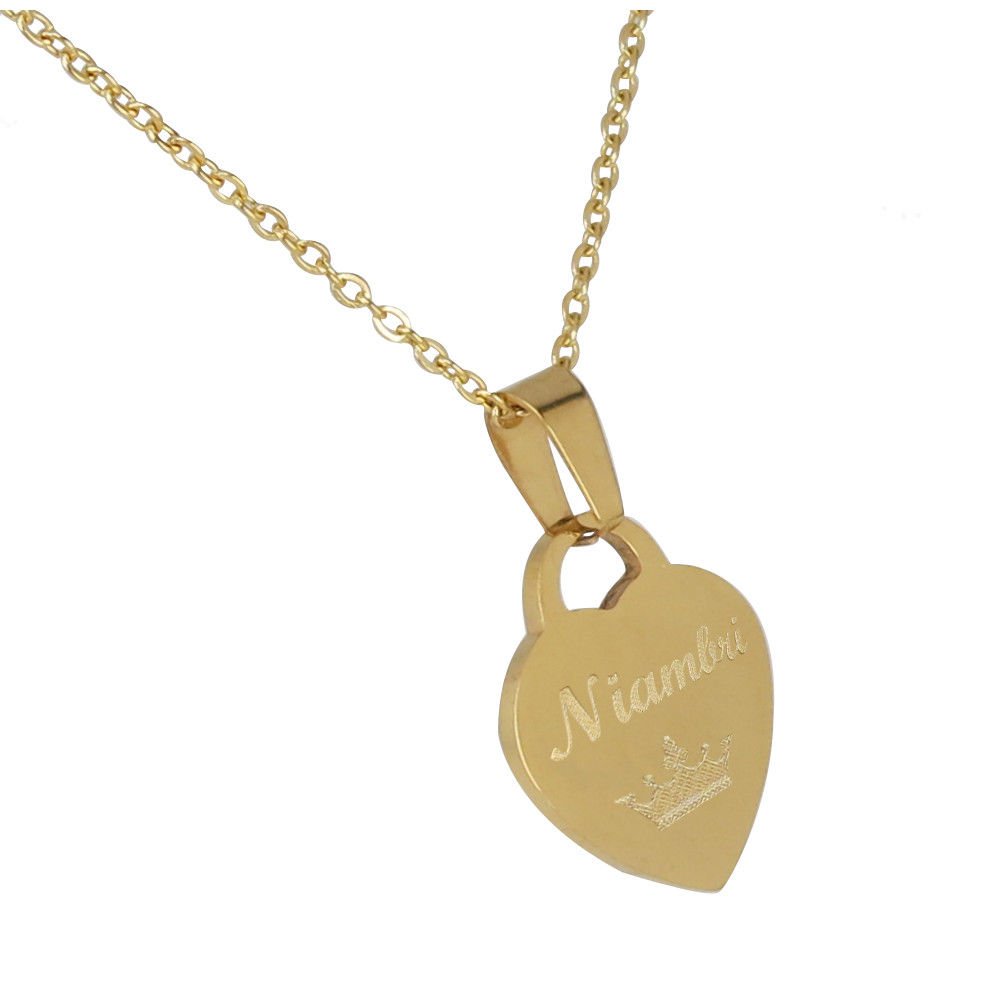 Personalized Gift Monogram Heart Name Pendant Silver Tone Necklace for her