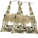 Rectangle Bamboo Hoop Earring | Gold Bamboo Hoop Earring | Doorknocker Earring