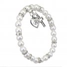 Personalized Baby Pearl Bracelet   Holy Pearl Bracelet  Cross Pearl Bracelet