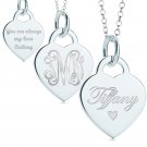 Personalized engravable  Heart Pendant Silver Tone Name Necklace make in NY