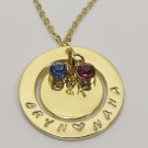 Hand Stamped Personalized Circle Necklace Gold Plated  925 Sterling Silver