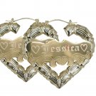 Gold Personalized Heart Bamboo Earring | Heart Earring | Heart Bamboo Earring