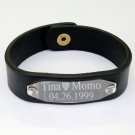 Personalized Leather Bracelet Engraved Leather Bracelet ID Leather Bracelet