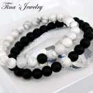 Onyx Couple Bracelet , Bracelet Set, Yin Yang Bracelet, Howlite Bracelet-32