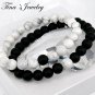 Matte Agate & White Howlite Bead Bracelet Onyx Bracelet Distance Bracelet-32