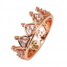 Fashion Woman Crown Princess Ring with Crystal Shining Gold plated Ring for girl