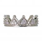 Fashion Woman Crown Princess Ring with Crystal Shining Silver Ring for girl