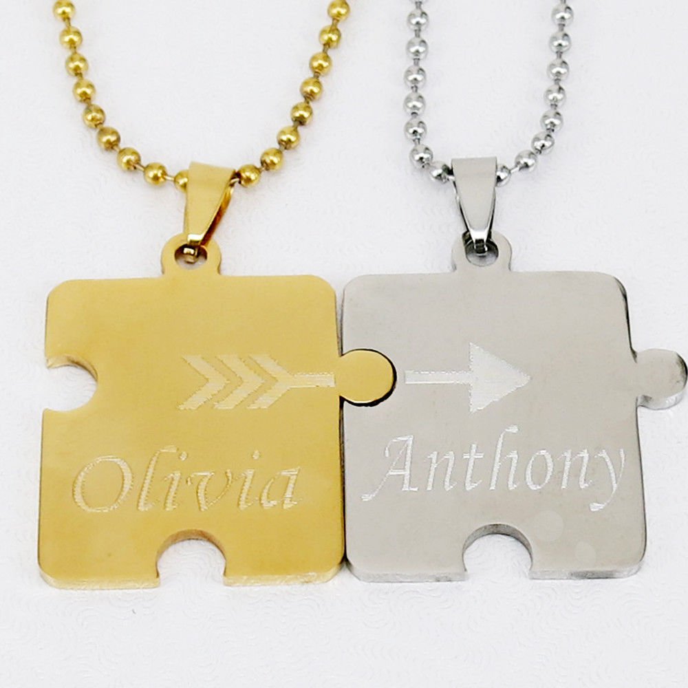 Personalized Couple Puzzle Necklace Custom Name Pendant Necklace for Couple-21