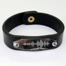 Sound Wave Leather Bracelet  Personalized Leather Bracelet  Leather Id Bracelet