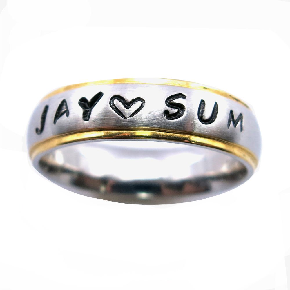 Free Stamps Personalized Name Ring Stainless Steel 6 mm