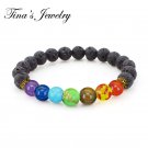 7 Chakra Bracelet Natural Yoga Healing Lava Stone Crystal Reiki Energy Balancing