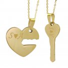 His and Her Necklace  Gold Key To My Heart Necklace  Couple Necklace Men Women