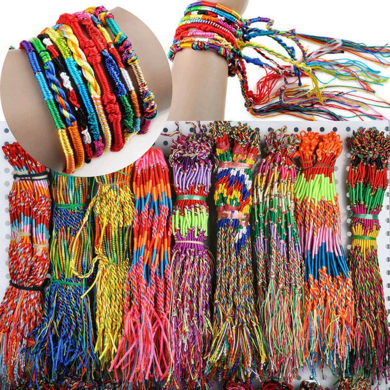US 50pcs Jewelry Lot Braid Strands Friendship Cords Handmade Bracelets Wholesale
