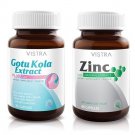 SET Reduce Acne Redness Scar VISTRA Gotu Kola Extract 30 Tabs + Zinc 45 Caps