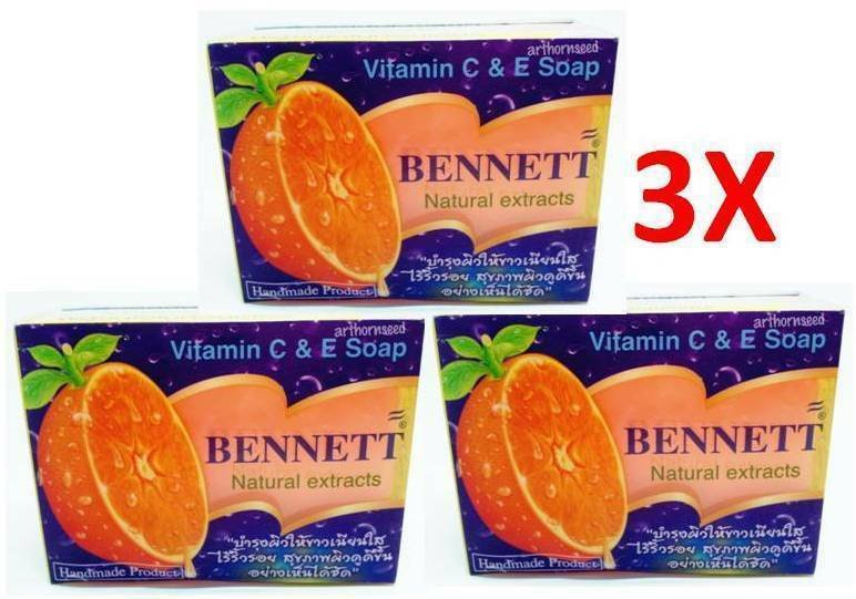 3x BENNETT Vitamin C & E Soap Natural Extracts Acne Aid Anti-Aging Skin 130g