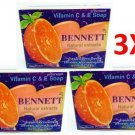 3x BENNETT Vitamin C & E Soap Natural Extracts Acne Aid Anti-Aging Skin 130g