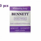 3 x BENNETT Extra White Antioxidant & Whitening Grape Seed Whitening Soap 130 g.