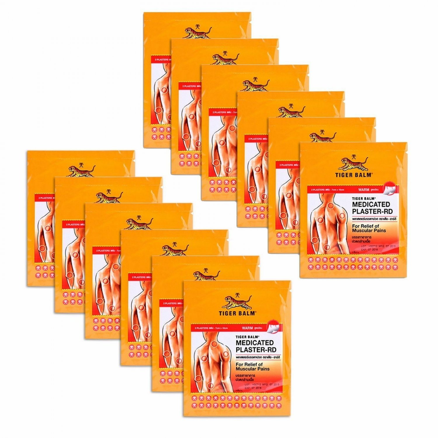 24 PATCHES 7x10 CM TIGER BALM MEDICATED PLASTER PAIN RELIEF (WARM) FS + TRACKING