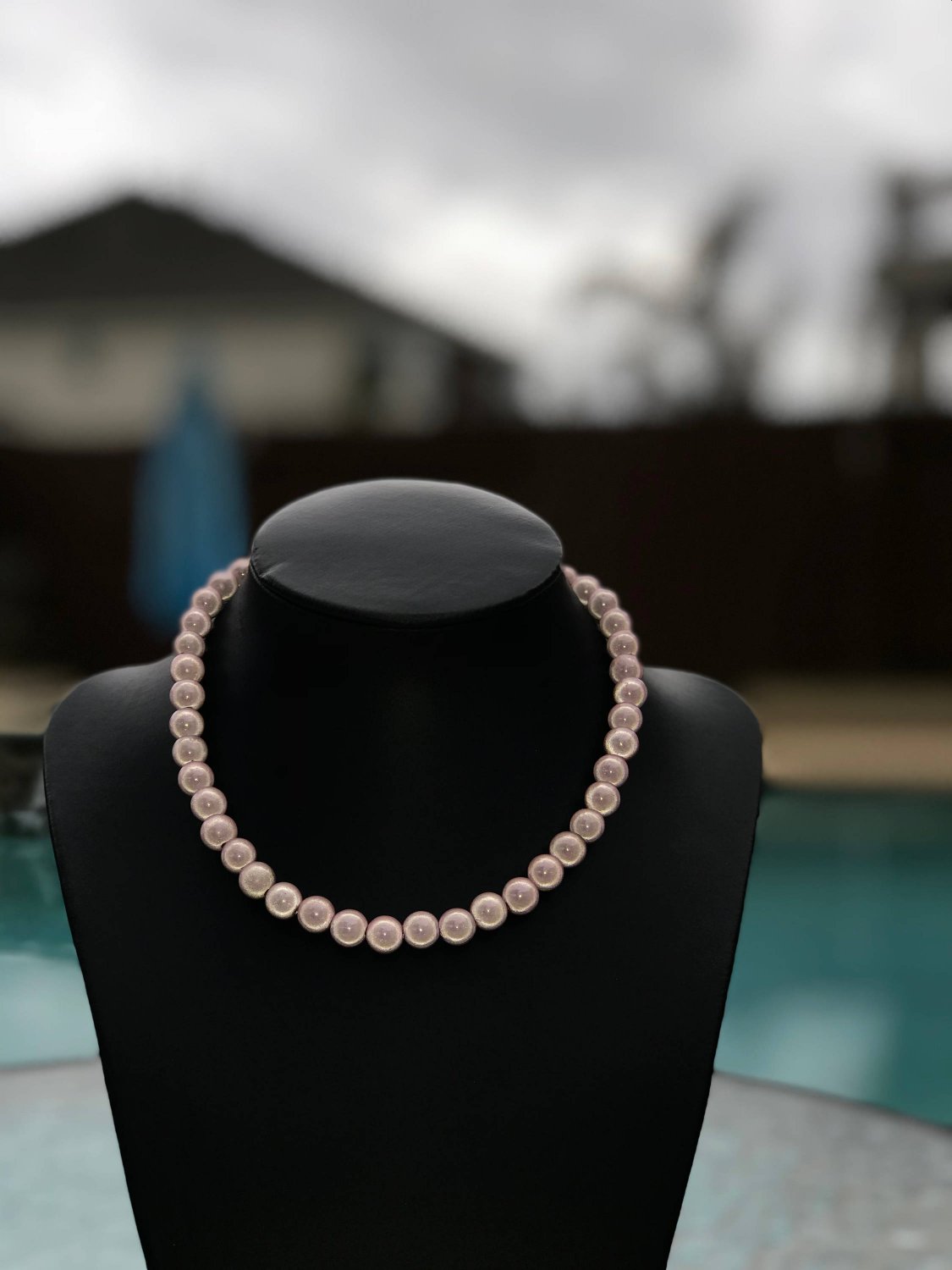 Choker, Beaded Chokers, Necklace, Light Pink Choker, Glow Reflective