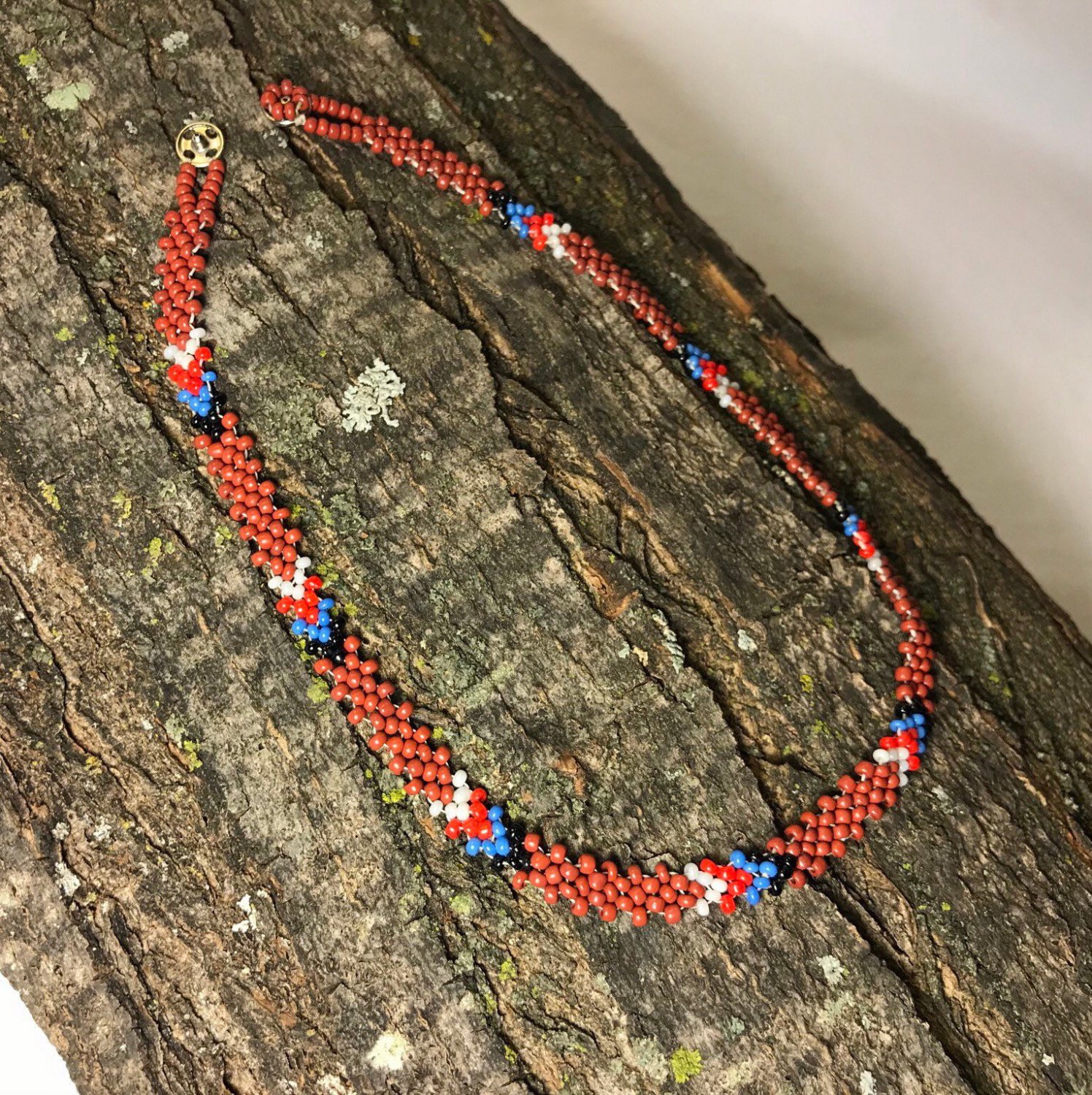 Vintage Plains Native American Seed Bead Beaded Choker Necklace 14.2