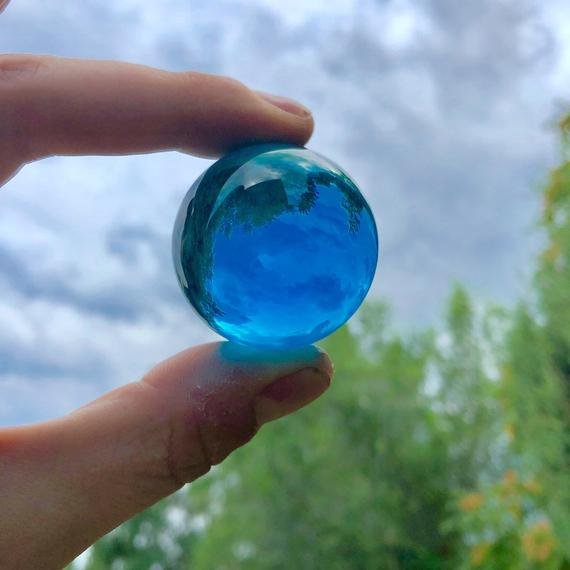 Sky Blue Crystal Ball - 1.5â€ Leaded Crystal Sphere - Scrying Orb - M