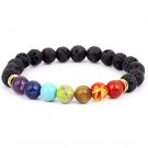 Natural Stone Charms Bracelets Volcanic Rock Charm Bracelets Prayer Beads Bracelet(color: gold)