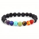 Natural Stone Charms Bracelets Volcanic Rock Charm Bracelets Prayer Beads Bracelet(color: silver)