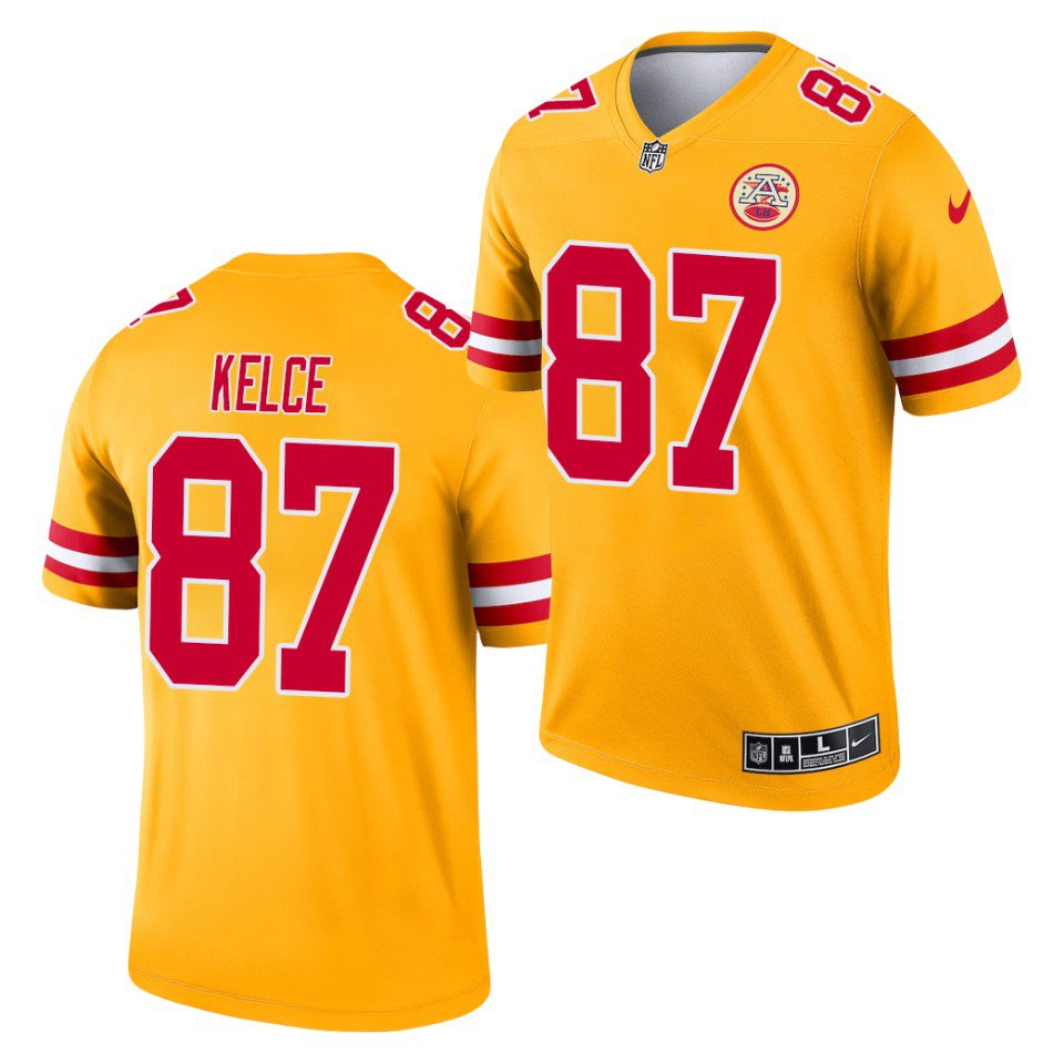 Chiefs Travis Kelce Yellow 2021 Inverted Legend Jersey