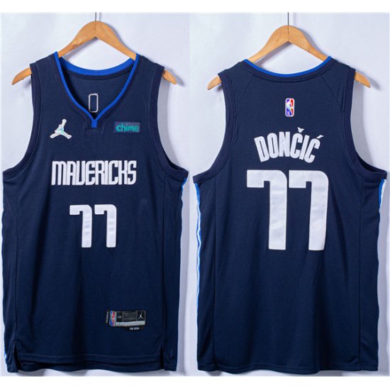 Men's Dallas Mavericks #77 Luka Doncic 75th Anniversary Navy Stitched ...