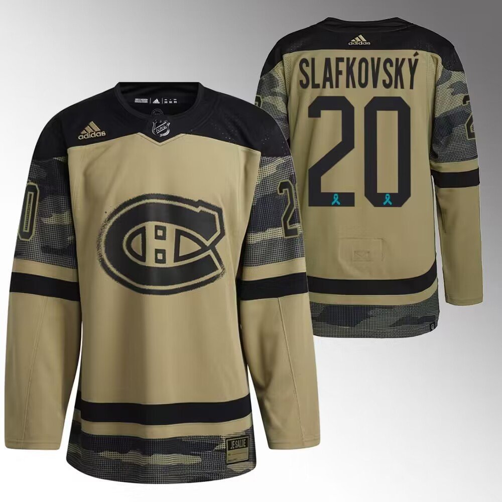 Montreal Canadiens #20 Juraj Slafkovsky Olive Salute To Service ...
