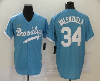 Fernando Valenzuela #34 Los Angeles Dodgers Rainbow Blue White Mexico Jersey