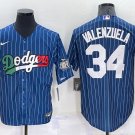 Fernando Valenzuela #34 Los Angeles Dodgers Rainbow Blue White Mexico Jersey