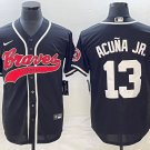 Men's Atlanta Braves #13 Ronald Acuña Jr. Navy Red Ageless Must