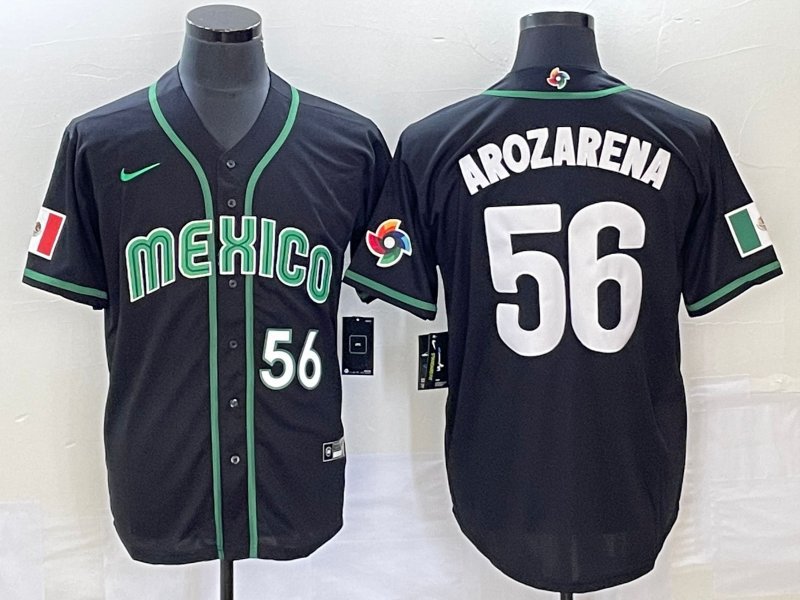 Mexico World Baseball Size L Randy Arozarena #56 Jersey 2023 Red