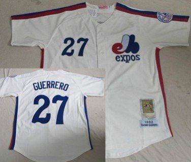 Montreal Expos #27 Vladimir Guerrero 1982 Blue Throwback Jersey on