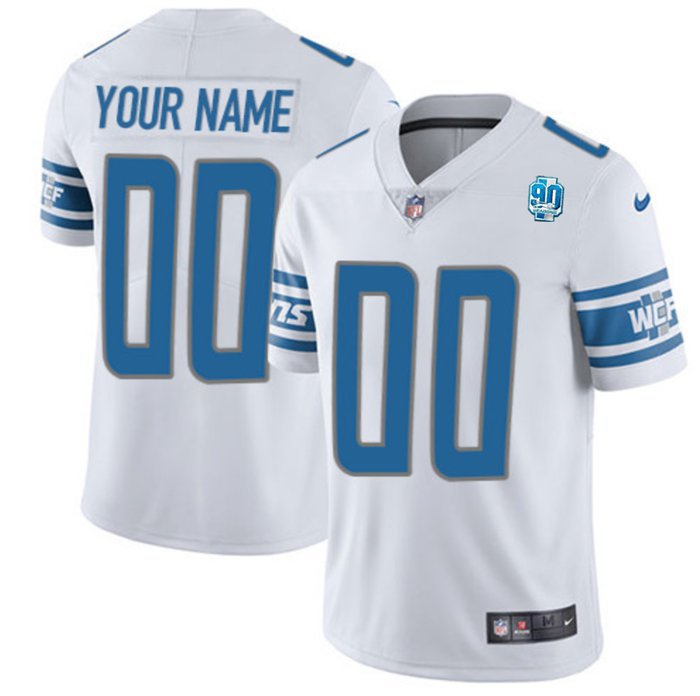 Men's Detroit Lions 90th Year Patch Custom Jersey - All Stitched