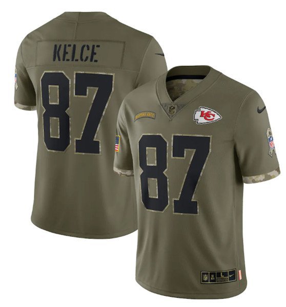 Kansas City Chiefs #87 Travis Kelce Olive Salute To Service Limited ...